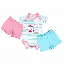 Happy Pack body short azzurro e short rosa