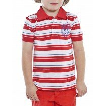 Polo manica corta a righe rosso 